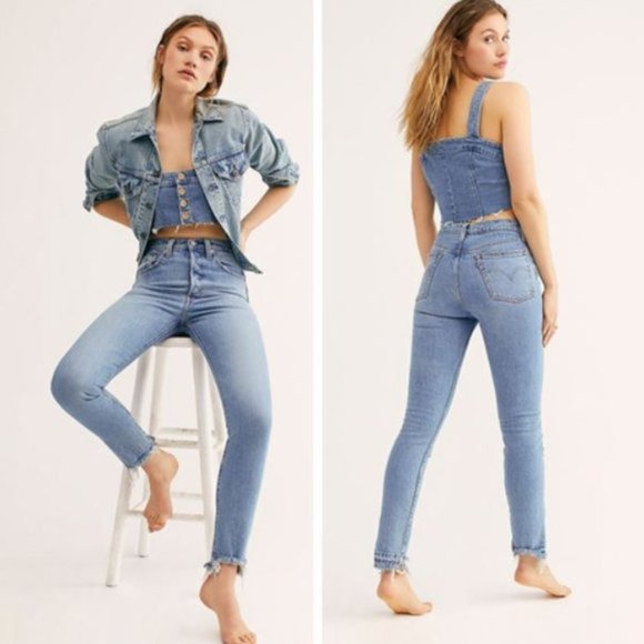 Levi's Denim - Levi's 501 Skinny High Waist Nibbled Cut Step Hem Jeans